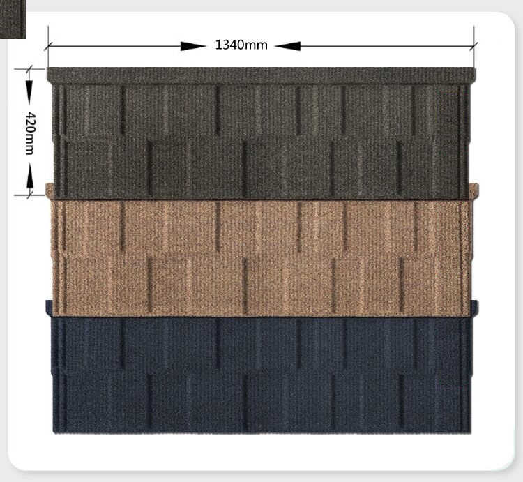 Milani Tile Stone Coated Steel Building Bond Tile Toit en métal Tuile carrée en métal - Ensemble bleu et noir de grille noire 4